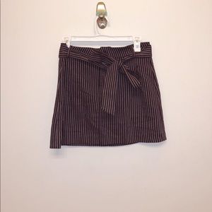 Navy blue, red, and white striped skirt